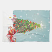 サンタクロースとクリスマスツリー キッチンタオル (横)