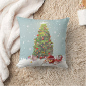 サンタクロースとクリスマスツリー クッション (ブランケット)