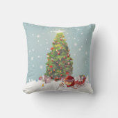 サンタクロースとクリスマスツリー クッション (正面)