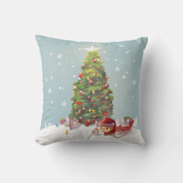 サンタクロースとクリスマスツリー クッション