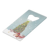 サンタクロースとクリスマスツリー クレジットカード栓抜き (正面アングル)