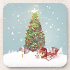 サンタクロースとクリスマスツリー コースター