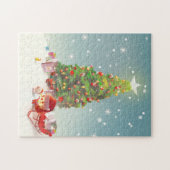 サンタクロースとクリスマスツリー ジグソーパズル (横)