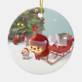 サンタクロースとクリスマスツリー セラミックオーナメント (正面)