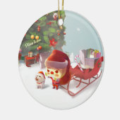 サンタクロースとクリスマスツリー セラミックオーナメント (左)
