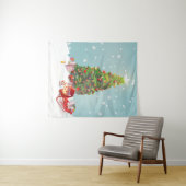 サンタクロースとクリスマスツリー タペストリー (インサイチュ(横))