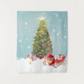 サンタクロースとクリスマスツリー タペストリー (正面)