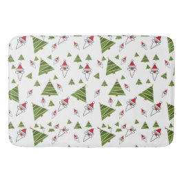 サンタクロースとクリスマスツリー バスマット