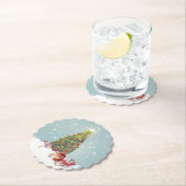 サンタクロースとクリスマスツリー ペーパーコースター (インサイチュ)