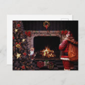 サンタクロースとクリスマスツリー ポストカード (正面/裏面)