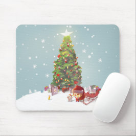サンタクロースとクリスマスツリー マウスパッド