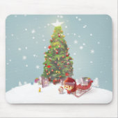 サンタクロースとクリスマスツリー マウスパッド (正面)