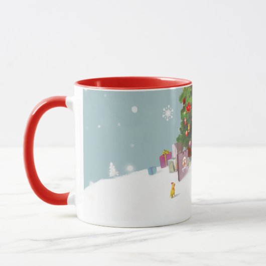 サンタクロースとクリスマスツリー マグカップ (左)