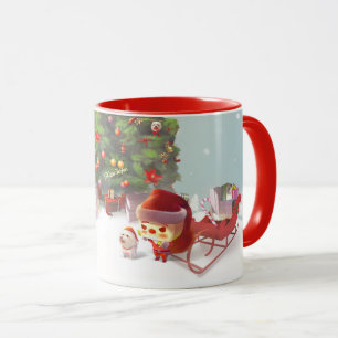 サンタクロースとクリスマスツリー マグカップ
