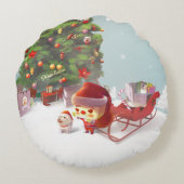 サンタクロースとクリスマスツリー ラウンドクッション (裏面)