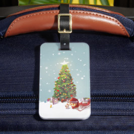 サンタクロースとクリスマスツリー ラゲッジタグ