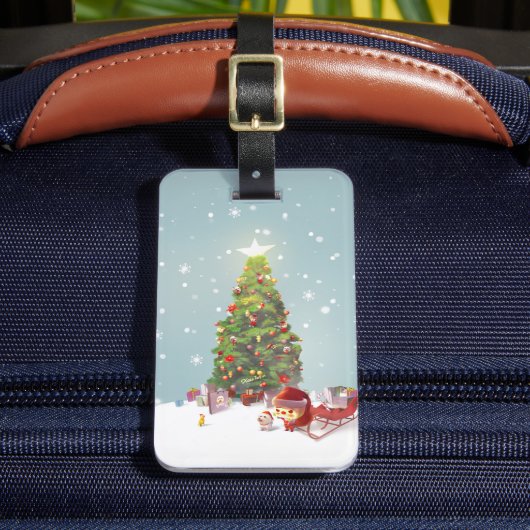 サンタクロースとクリスマスツリー ラゲッジタグ (正面インサイチュ2)