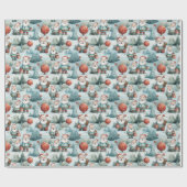 サンタクロースとクリスマスツリー ラッピングペーパー (フラット)