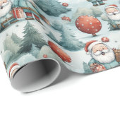 サンタクロースとクリスマスツリー ラッピングペーパー (ロールコーナー)