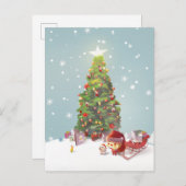 サンタクロースとクリスマスツリー 案内ポストカード (正面/裏面)