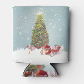 サンタクロースとクリスマスツリー 缶クーラー (正面)
