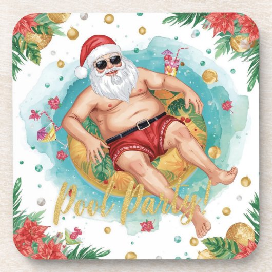 サンタクロースとクリスマスパーティーをプールで コースター (正面)