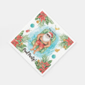 サンタクロースとクリスマスプールパーティー スタンダードランチョンナプキン (角)