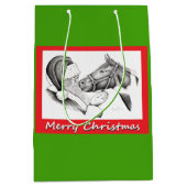 サンタクロースとクリスマスホース ミディアムペーパーバッグ (正面)