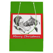 サンタクロースとクリスマスホース ミディアムペーパーバッグ (裏面)