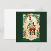 サンタクロースとクリスマスヴィンテージアート シーズンカード (正面/裏面)