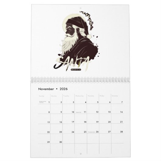 サンタクロースとクリスマス魔法 カレンダー (11月 2026)