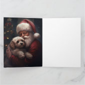 サンタクロースとコッカプーのクリスマスデザイン カード (内部)