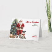 サンタクロースとコリー縁どドッグクリスマス シーズンカード (正面)