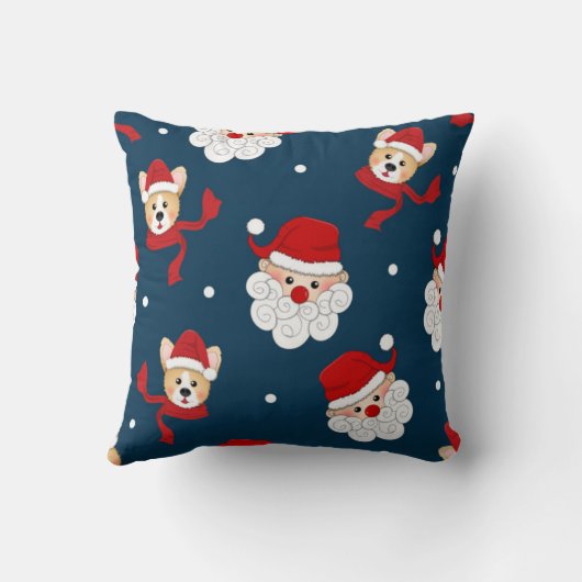 サンタクロースとコルギ柄 クッション (裏面)