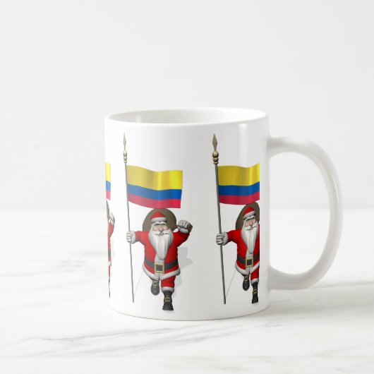 サンタクロースとコロンビアの看板 コーヒーマグカップ (右)