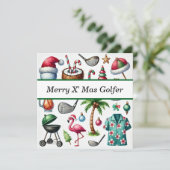 サンタクロースとゴルファーのための7月のゴルフクリスマス シーズンカード (スタンド正面)