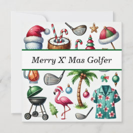 サンタクロースとゴルファーのための7月のゴルフクリスマス シーズンカード