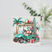 サンタクロースとゴルファーのための7月のゴルフクリスマス シーズンカード (スタンド正面)