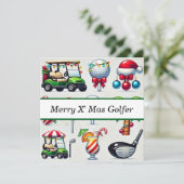 サンタクロースとゴルファーのための7月のゴルフクリスマス シーズンカード (スタンド正面)