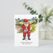 サンタクロースとゴルファーのクリスマス シーズンポストカード (スタンド正面)