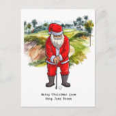 サンタクロースとゴルファーのクリスマス シーズンポストカード (正面)