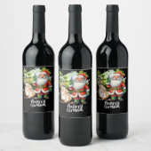 サンタクロースとゴルフクリスマスゴルフバッグ ワインラベル (ボトル)