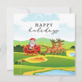 サンタクロースとゴルフクリスマスハッピーホリデーズ シーズンカード (正面)