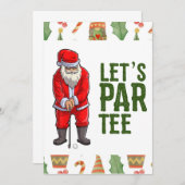 サンタクロースとゴルフクリスマスパーティーズパーティー 招待状 (正面/裏面)