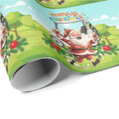 サンタクロースとゴルフクリスマスホリデー ラッピングペーパー (ロールコーナー)