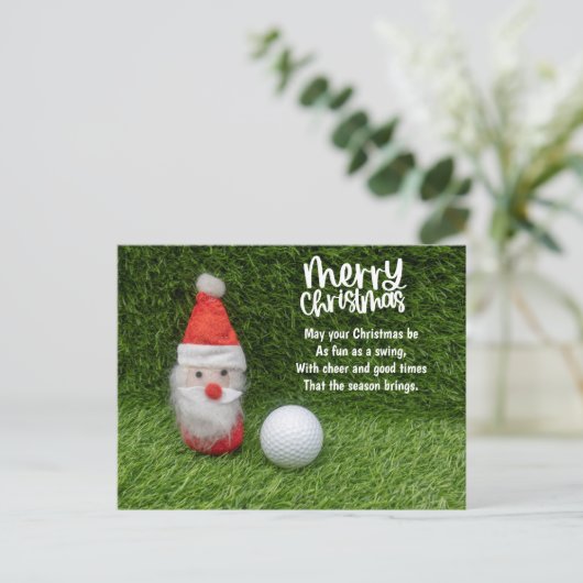 サンタクロースとゴルフクリスマス シーズンポストカード (スタンド正面)