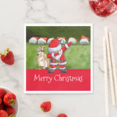 サンタクロースとゴルフクリスマス スタンダードランチョンナプキン (インサイチュ)