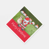 サンタクロースとゴルフクリスマス スタンダードランチョンナプキン (角)