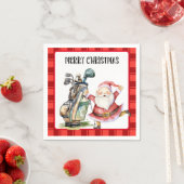 サンタクロースとゴルフバッグとゴルフメリークリスマス スタンダードカクテルナプキン (インサイチュ)