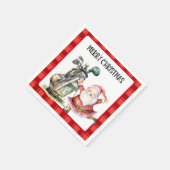 サンタクロースとゴルフバッグとゴルフメリークリスマス スタンダードカクテルナプキン (角)